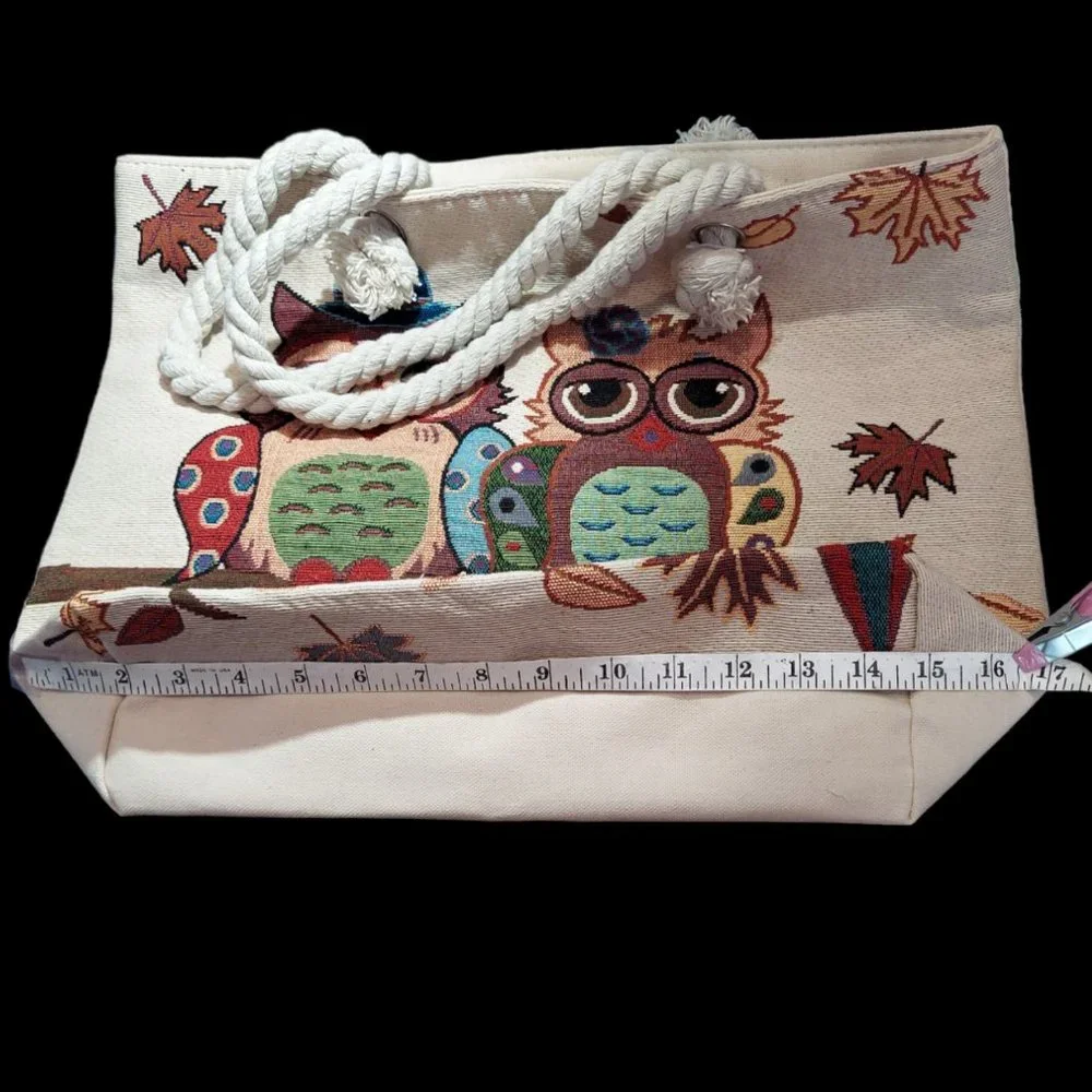Unbranded Canvas "Couple" Owl Tote - Picture 8 of 8
